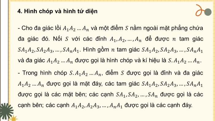 Giáo án powerpoint dạy thêm Toán 11 chân trời Chương 4 Bài 1: Điểm, đường thẳng và mặt phẳng trong không gian