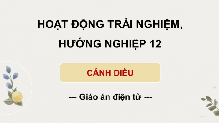 Hoạt động trải nghiệm 12 cánh diều: Giáo án điện tử kì 1