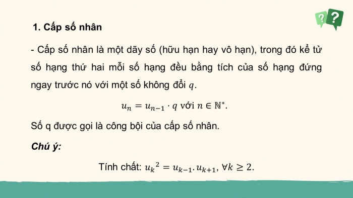 Giáo án powerpoint dạy thêm Toán 11 chân trời Chương 2 Bài 3: Cấp số nhân