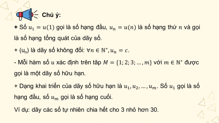 Giáo án powerpoint dạy thêm Toán 11 chân trời Chương 2 Bài 1: Dãy số