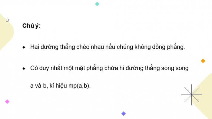 Giáo án powerpoint dạy thêm Toán 11 chân trời Chương 4 Bài 2: Hai đường thẳng song song