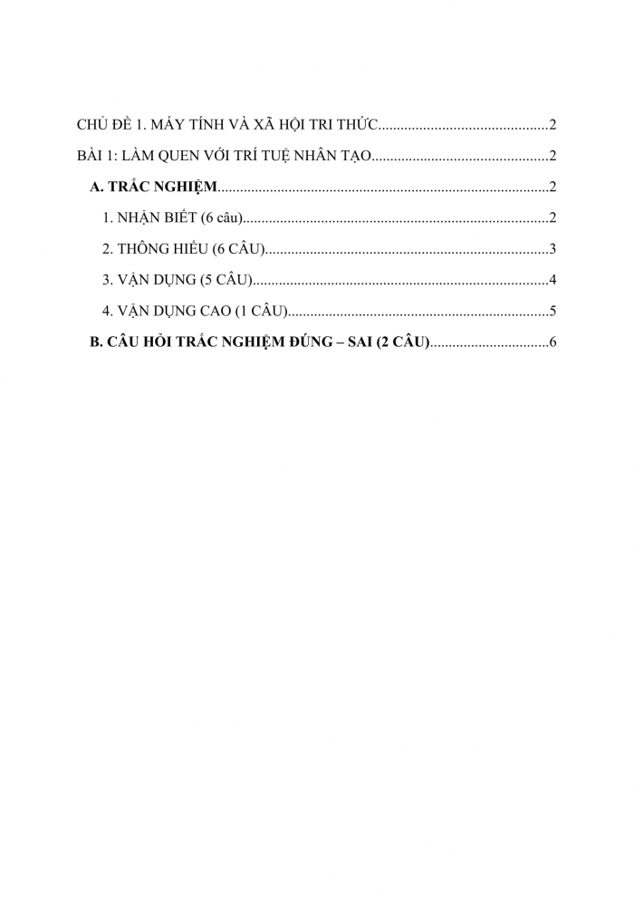 Trắc nghiệm Tin học 12 - Định hướng Khoa học máy tính kết nối tri thức