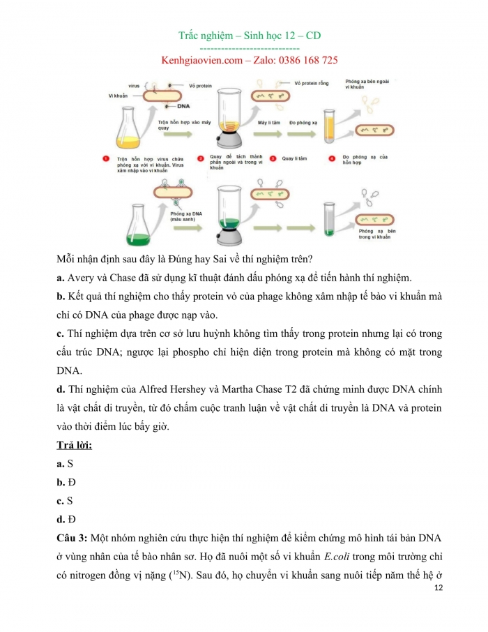 Trắc nghiệm sinh học 12 cánh diều