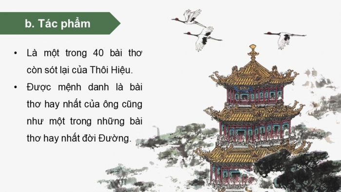 Giáo án PPT dạy thêm Ngữ văn 12 chân trời Bài 1: Hoàng Hạc lâu (Thôi Hiệu)