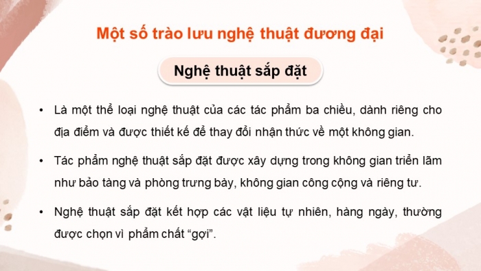 Giáo án điện tử Mĩ thuật 9 kết nối Bài 3: Một số trào lưu của nghệ thuật đương đại thế giới