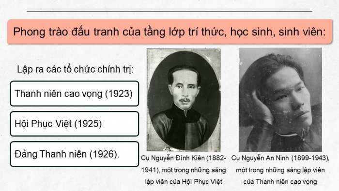 Giáo án điện tử Lịch sử 9 chân trời Bài 5: Phong trào dân tộc dân chủ những năm 1918 – 1930