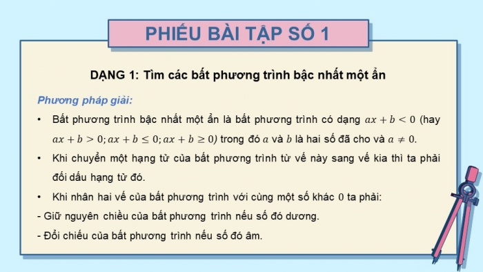 Giáo án PPT dạy thêm Toán 9 Chân trời bài 2: Bất phương trình bậc nhất một ẩn