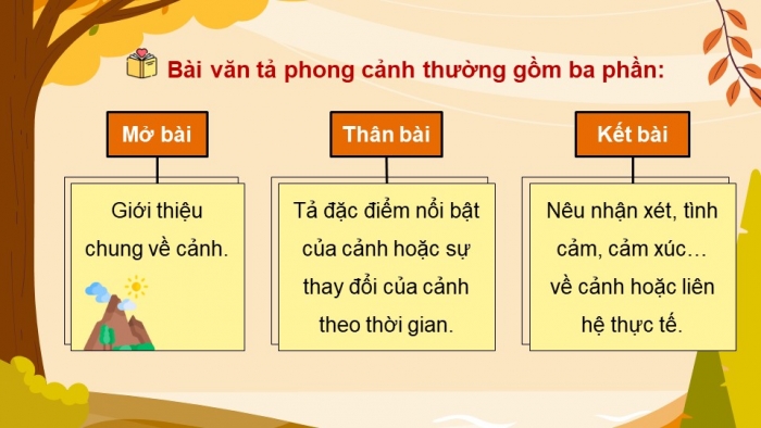 Giáo án PPT dạy thêm Tiếng Việt 5 chân trời bài 1: Bài đọc Chiều dưới chân núi. Luyện từ và câu Từ đồng nghĩa. Bài văn tả phong cảnh