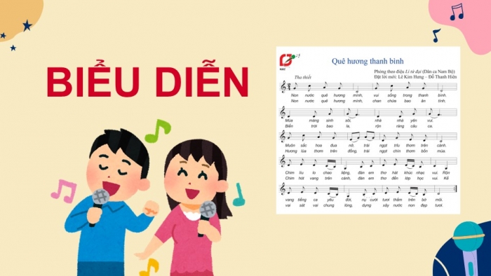 Giáo án điện tử Âm nhạc 9 cánh diều Bài 4 Tiết 2: Thể hiện tiết tấu, ứng dụng đệm cho bài hát Quê hương thanh bình, Ôn tập Bài hoà tấu số 2, Trải nghiệm và khám phá Thể hiện mẫu tiết tấu bằng một cây bút