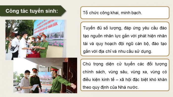 Giáo án điện tử Quốc phòng an ninh 12 kết nối Bài 3: Công tác tuyển sinh, đào tạo trong các trường Quân đội nhân dân Việt Nam và Công an nhân dân Việt Nam