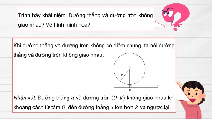 Giáo án PPT dạy thêm Toán 9 Cánh diều Bài 2: Vị trí tương đối của đường thẳng và đường tròn