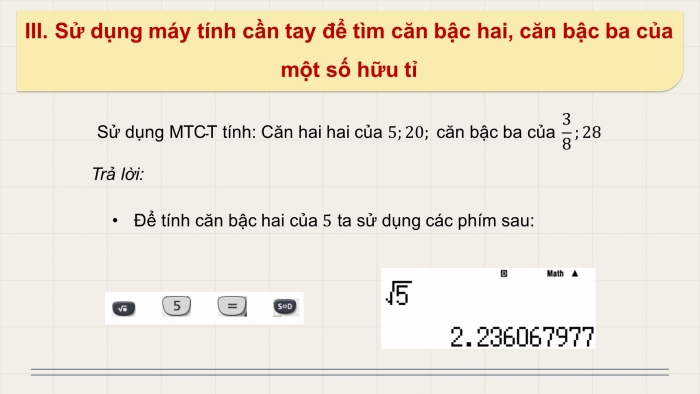 Giáo án PPT dạy thêm Toán 9 Cánh diều Bài 1: Căn bậc hai và căn bậc ba của số thực