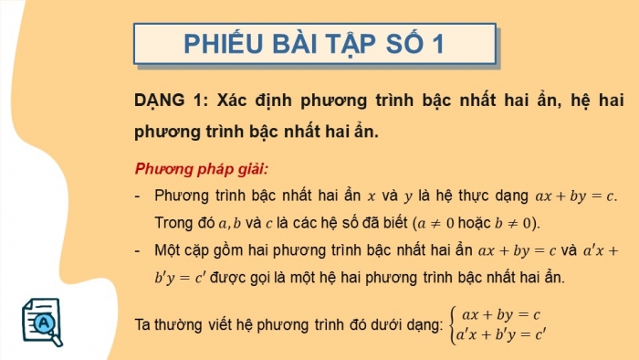 Giáo án PPT dạy thêm Toán 9 Kết nối bài 1: Khái niệm phương trình và hệ hai phương trình bậc nhất hai ẩn