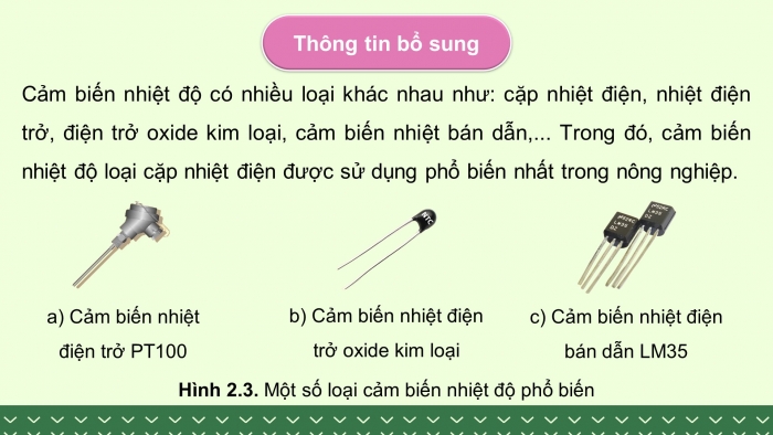 Giáo án điện tử Công nghệ 9 Nông nghiệp 4.0 Chân trời Chủ đề 2: Một số cảm biến thông dụng trong nông nghiệp