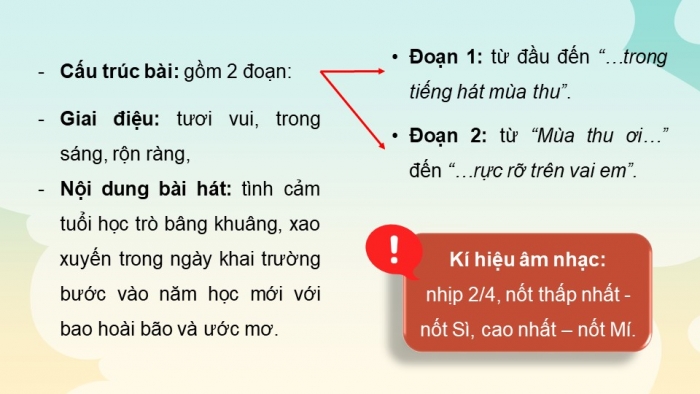 Giáo án điện tử Âm nhạc 9 chân trời Bài 1: Hát Mùa thu ngày khai trường, Nhạc cụ thể hiện tiết tấu