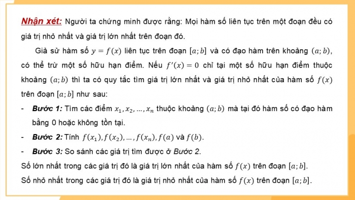 Giáo án PPT dạy thêm Toán 12 cánh diều Bài 2: Giá trị lớn nhất và giá trị nhỏ nhất của hàm số