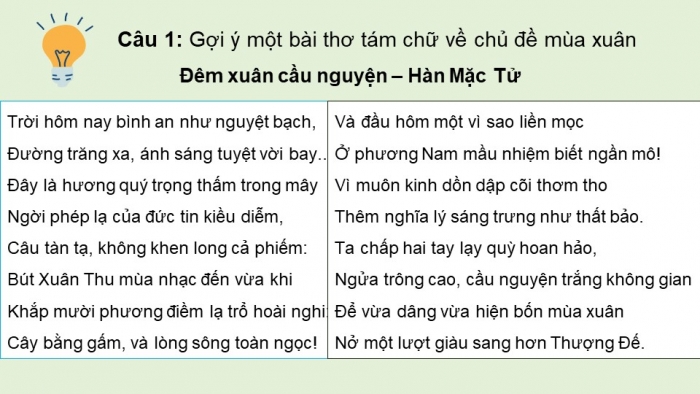 Giáo án PPT dạy thêm Ngữ văn 9 Kết nối bài 7: Tập làm một bài thơ tám chữ