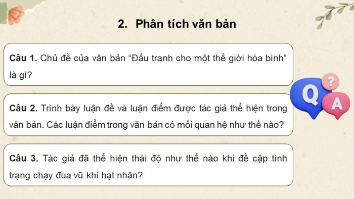 Giáo án PPT dạy thêm Ngữ văn 9 Kết nối bài 8: Đấu tranh cho một thế giới hòa bình (trích, Ga-bri-en Gác-xi-a Mác-két)