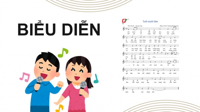 Giáo án điện tử Âm nhạc 9 cánh diều Bài 2 Tiết 2: Thể hiện tiết tấu, ứng dụng đệm cho bài hát Tuổi mười lăm, Ôn tập Bài hoà tấu số 1, Trải nghiệm và khám phá Điền thêm cao độ cho nét nhạc