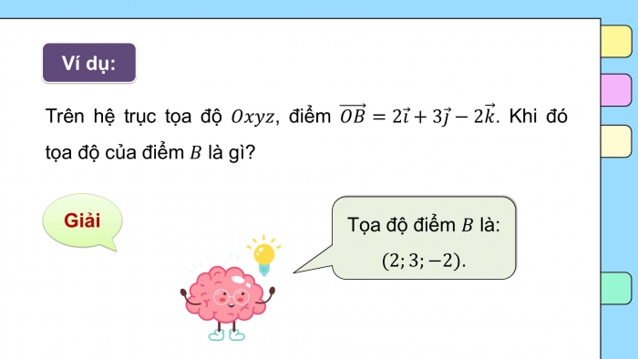 Giáo án PPT dạy thêm Toán 12 chân trời Bài 2: Toạ độ của vectơ trong không gian