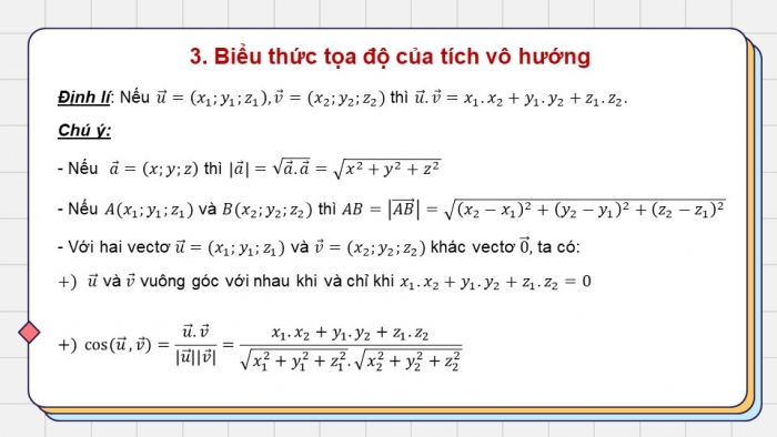 Giáo án PPT dạy thêm Toán 12 cánh diều Bài 3: Biểu thức tọa độ của các phép toán vectơ