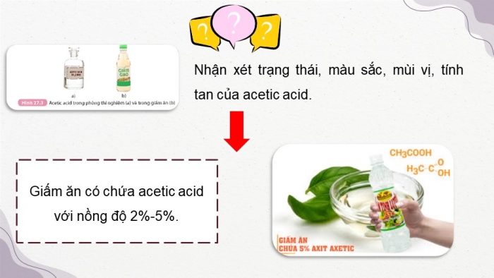 Giáo án điện tử KHTN 9 kết nối - Phân môn Hoá học Bài 27: Acetic acid