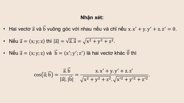 Giáo án PPT dạy thêm Toán 12 kết nối Bài 8: Biểu thức tọa độ của các phép toán vectơ