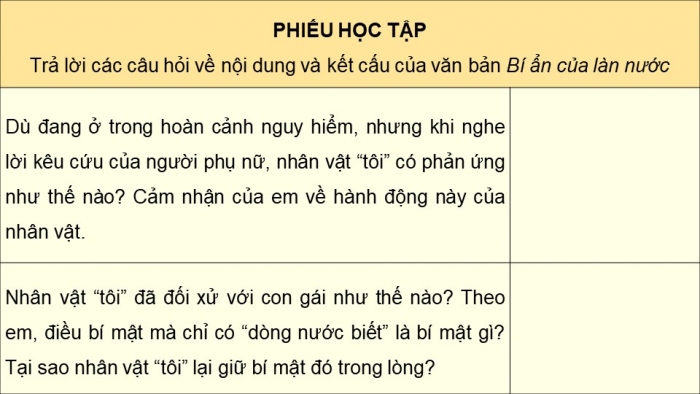 Giáo án PPT dạy thêm Ngữ văn 9 Kết nối bài 5: Bí ẩn của làn nước (Bảo Ninh)