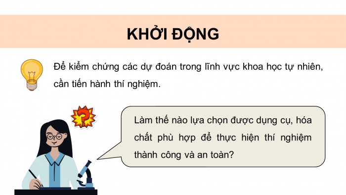 Giáo án điện tử KHTN 9 kết nối - Phân môn Vật lí Bài 1: Nhận biết một số dụng cụ, hoá chất. Thuyết trình một vấn đề khoa học