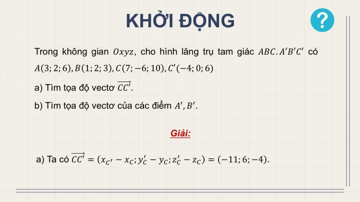 Giáo án PPT dạy thêm Toán 12 cánh diều Bài 2: Tọa độ của vectơ