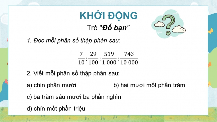 Giáo án PPT dạy thêm Toán 5 Cánh diều bài 12: Phân số thập phân