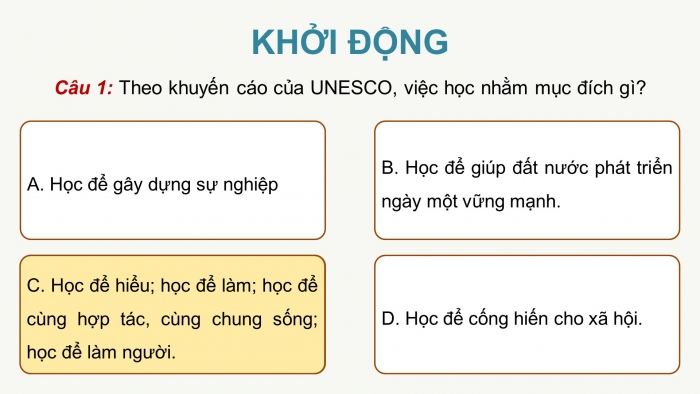 Giáo án PPT dạy thêm Ngữ văn 9 Cánh diều bài 5: Mục đích của việc học (Nguyễn Cảnh Toàn)