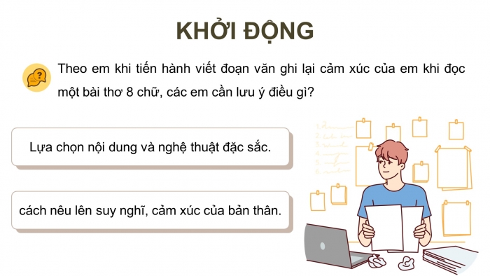 Giáo án PPT dạy thêm Ngữ văn 9 Cánh diều bài 7: Tập làm thơ tám chữ, Viết đoạn văn ghi lại cảm nghĩ về một bài thơ tám chữ