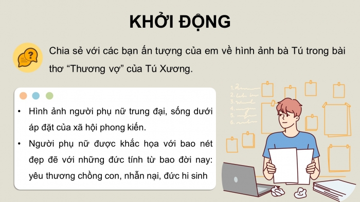 Giáo án PPT dạy thêm Ngữ văn 9 Chân trời bài 2: Về hình tượng bà Tú trong bài 