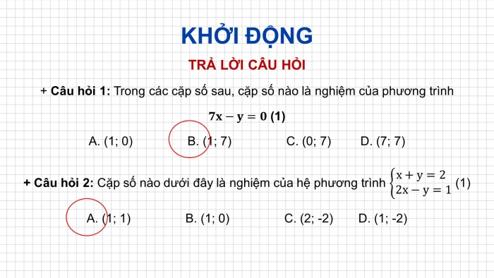 Giáo án PPT dạy thêm Toán 9 Chân trời bài 2: Phương trình bậc nhất hai ẩn và hệ hai phương trình bậc nhất hai ẩn