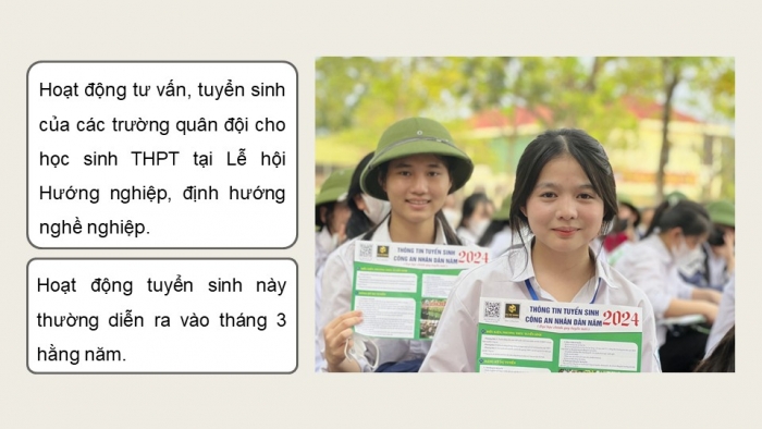 Giáo án điện tử Quốc phòng an ninh 12 kết nối Bài 3: Công tác tuyển sinh, đào tạo trong các trường Quân đội nhân dân Việt Nam và Công an nhân dân Việt Nam