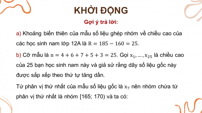 Giáo án PPT dạy thêm Toán 12 kết nối Bài 9: Khoảng biến thiên và khoảng tứ phân vị