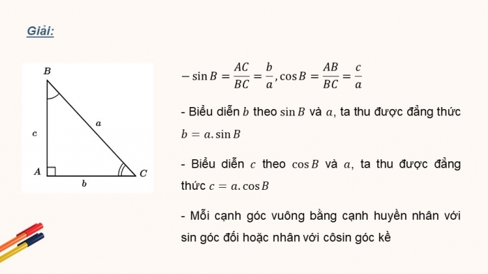 Giáo án PPT dạy thêm Toán 9 Cánh diều Bài 2: Một số hệ thức về cạnh và góc trong tam giác vuông