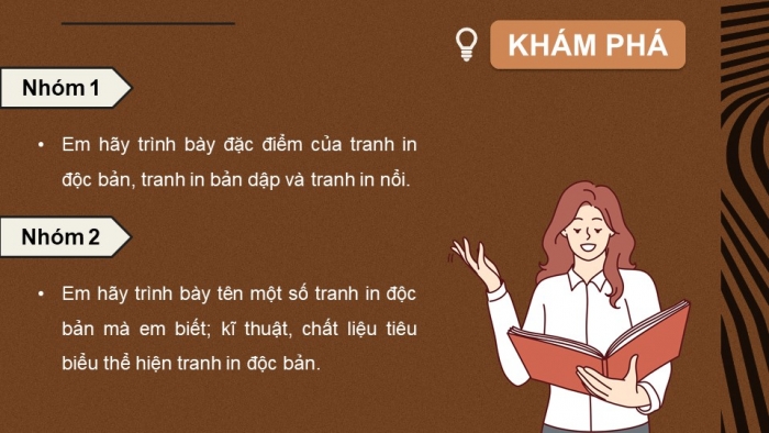 Giáo án điện tử Mĩ thuật 12 Đồ hoạ (tranh in) Kết nối Bài 1: Khái quát về tranh in độc bản