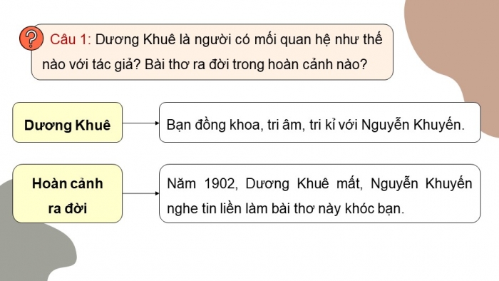 Giáo án PPT dạy thêm Ngữ văn 9 Cánh diều bài 1: Khóc Dương Khuê (Nguyễn Khuyến) (bổ sung)