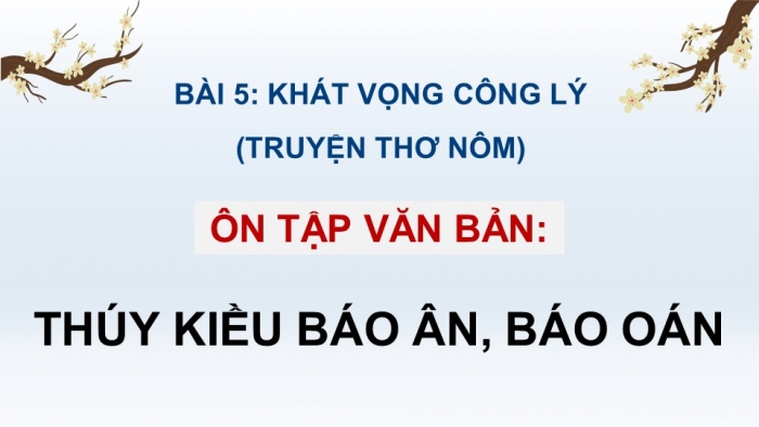 Giáo án PPT dạy thêm Ngữ văn 9 Chân trời bài 5: Thúy Kiều báo ân, báo oán (Nguyễn Du)