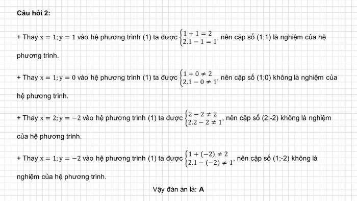 Giáo án PPT dạy thêm Toán 9 Chân trời bài 2: Phương trình bậc nhất hai ẩn và hệ hai phương trình bậc nhất hai ẩn