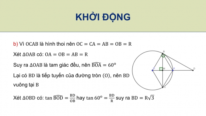 Giáo án PPT dạy thêm Toán 9 Chân trời bài 2: Tiếp tuyến của đường tròn