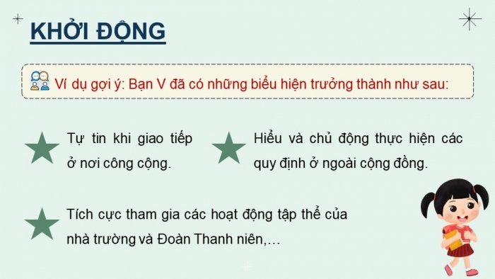 Giáo án điện tử Hoạt động trải nghiệm 12 cánh diều Chủ đề 2: Thay đổi để trưởng thành (P1)