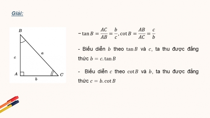 Giáo án PPT dạy thêm Toán 9 Cánh diều Bài 2: Một số hệ thức về cạnh và góc trong tam giác vuông