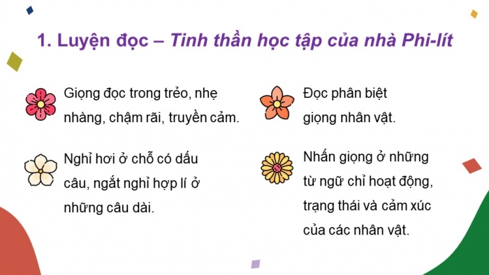 Giáo án PPT dạy thêm Tiếng Việt 5 Kết nối bài 24: Bài đọc Tinh thần học tập của nhà Phi-lít. Đánh giá, chỉnh sửa đoạn văn thể hiện tình cảm, cảm xúc về một câu chuyện