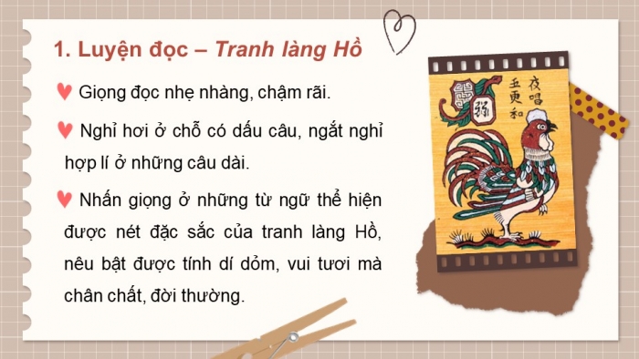 Giáo án PPT dạy thêm Tiếng Việt 5 Kết nối bài 27: Bài đọc Tranh làng Hồ. Luyện tập về điệp từ, điệp ngữ. Viết đoạn văn thể hiện tình cảm, cảm xúc về một bài thơ