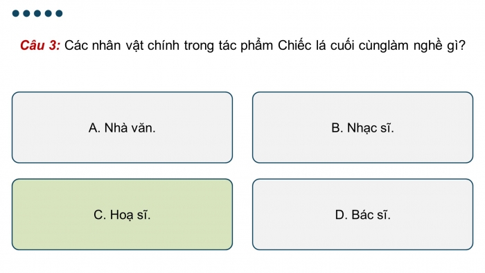 Giáo án PPT dạy thêm Ngữ văn 9 Cánh diều bài 4: Chiếc lá cuối cùng (O' Hen-ri)