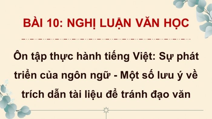 Giáo án PPT dạy thêm Ngữ văn 9 Cánh diều bài 10: Ôn tập thực hành tiếng Việt