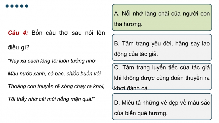 Giáo án PPT dạy thêm Ngữ văn 9 Chân trời bài 1: Quê hương (Tế Hanh)